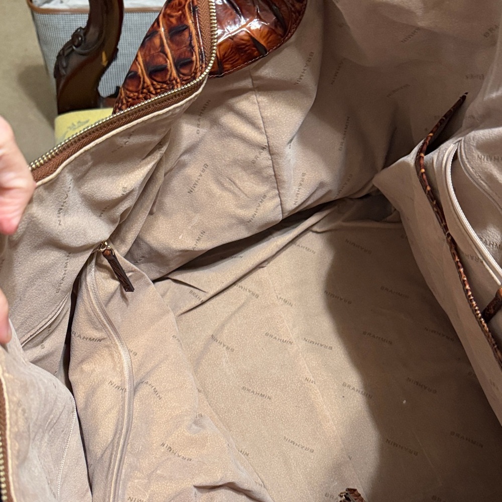 Brahmin Cognac Embossed Croc Leather Tote - Picture 6 of 14
